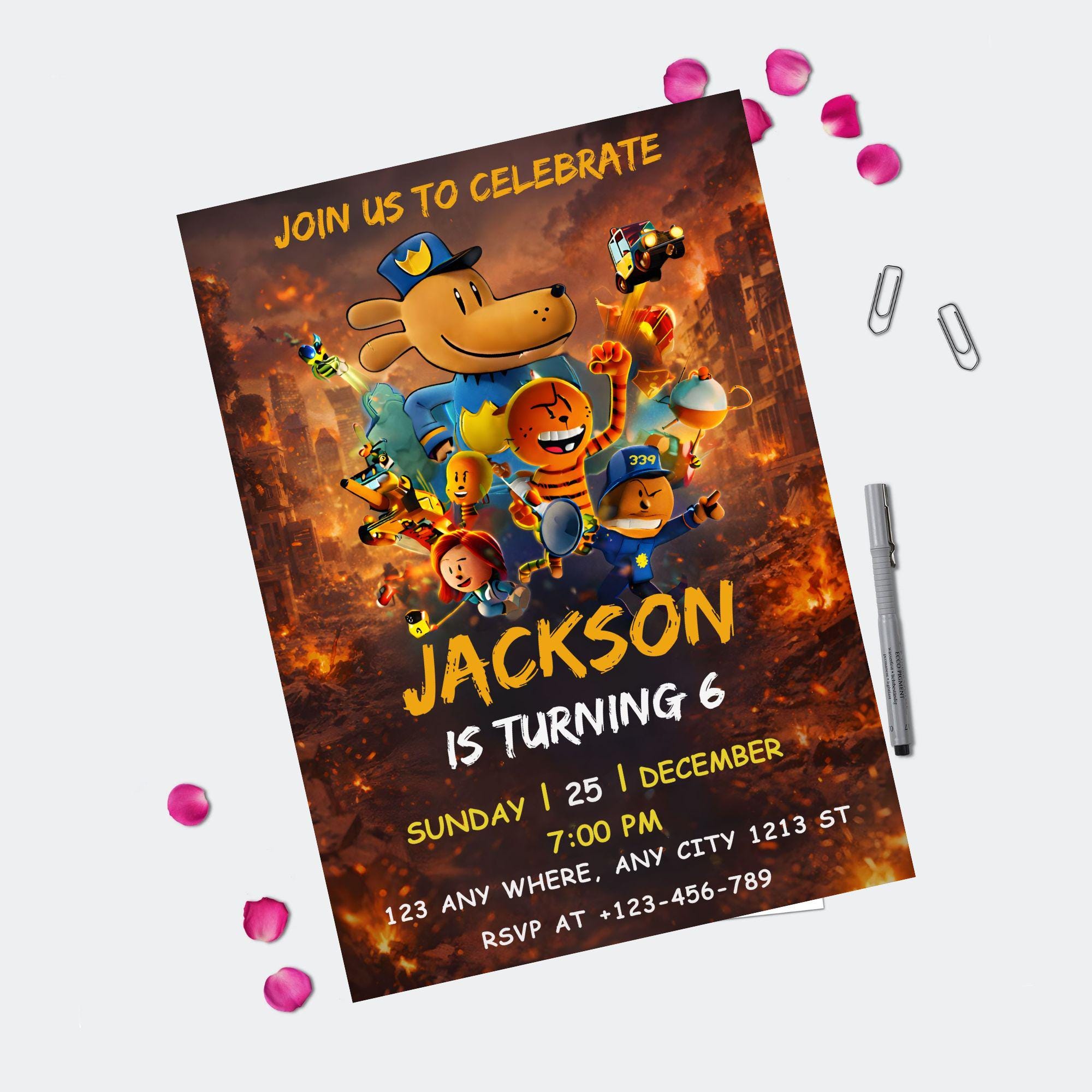 Editable Dog Man Birthday Invitation Template | Dogman Kids Birthday ...
