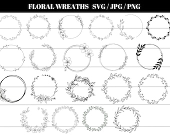 Floral Wreath SVG Bundle: Wedding Circle Frame (Digital Download)