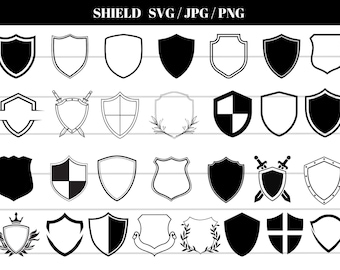 Paquete SVG de escudos: imágenes prediseñadas de crestas, insignias SVG, archivos de corte (descarga digital)