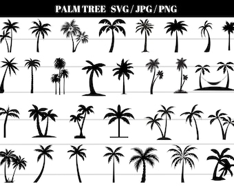 Palm Tree Silhouette SVG Bundle, Beach Life PNG (Digital Download)