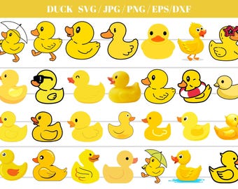 Paquete SVG de pato: Clipart de patito de goma, archivo recortado (descarga digital)