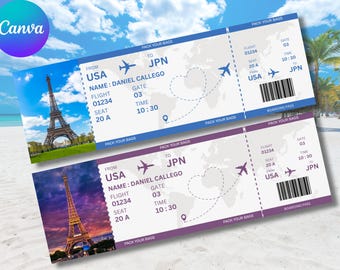 Printable Airline Ticket Boarding Pass: Surprise Trip Reveal (Instant Download)