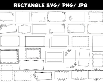 Marco rectangular floral SVG / Adornos vintage (Descarga digital)