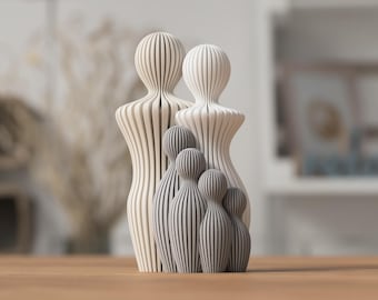 Modern Family Sculpture – Minimalist Family Statue – Parents & Children Decor – Scandinavian Home Decor – Unique Gift for Family