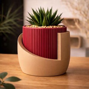 Japandi Planter with Modern and Minimalist Design – Scandinavian Style Indoor Plant Pot
