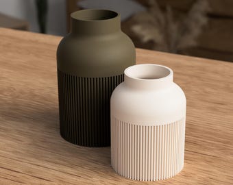 Japandi Vase Hiku with Minimalist Scandinavian Design – 3D Printed Vase for Dried Flowers and Pampas – Modern Home Decor