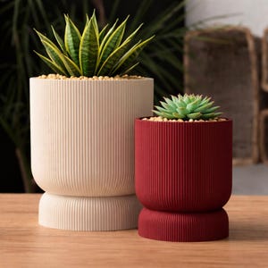 Vaso Japandi com design moderno e pires integrado – Vaso minimalista para plantas de interior