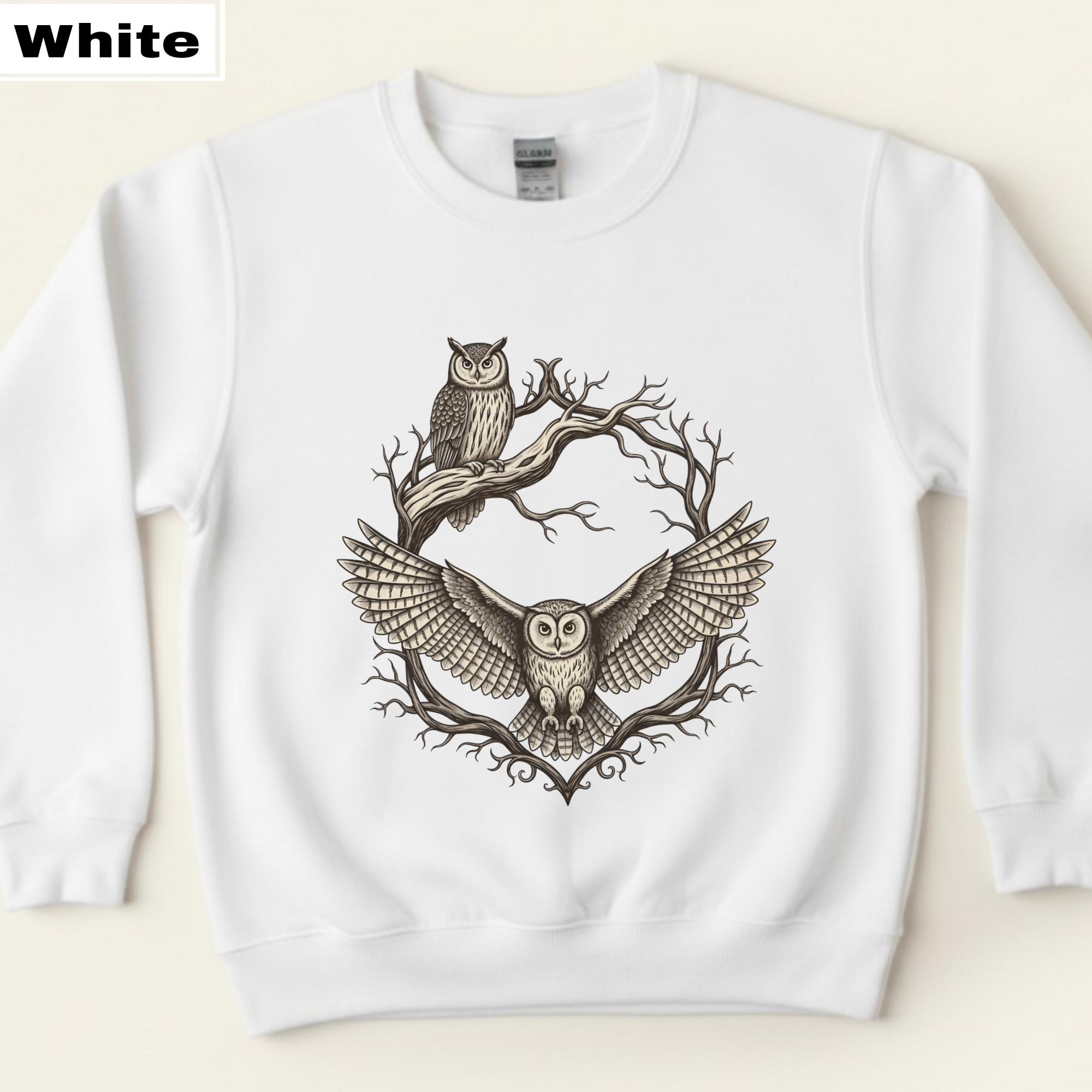 Vintage 90s Retro Owl T-Shirt Long Sleeve Sweatshirt Nostalgic Owl Graphic Unisex Top for Men and Wo