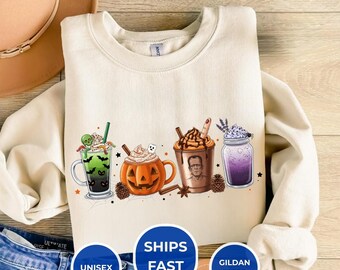 Cozy Halloween Drink Sweatshirt | Halloween Sweater ,Cute Halloween Shirt ,Unisex Halloween Crewneck ,Halloween for Women,Plus Size Clothing