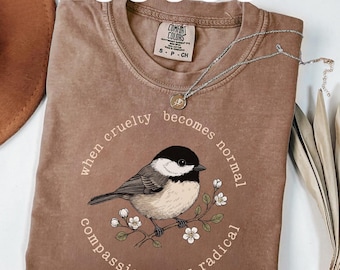 Comfort Colors® Floral Bird Political Shirt, Human Rights Shirt, Activist T-shirt, Subtle Protest Merch