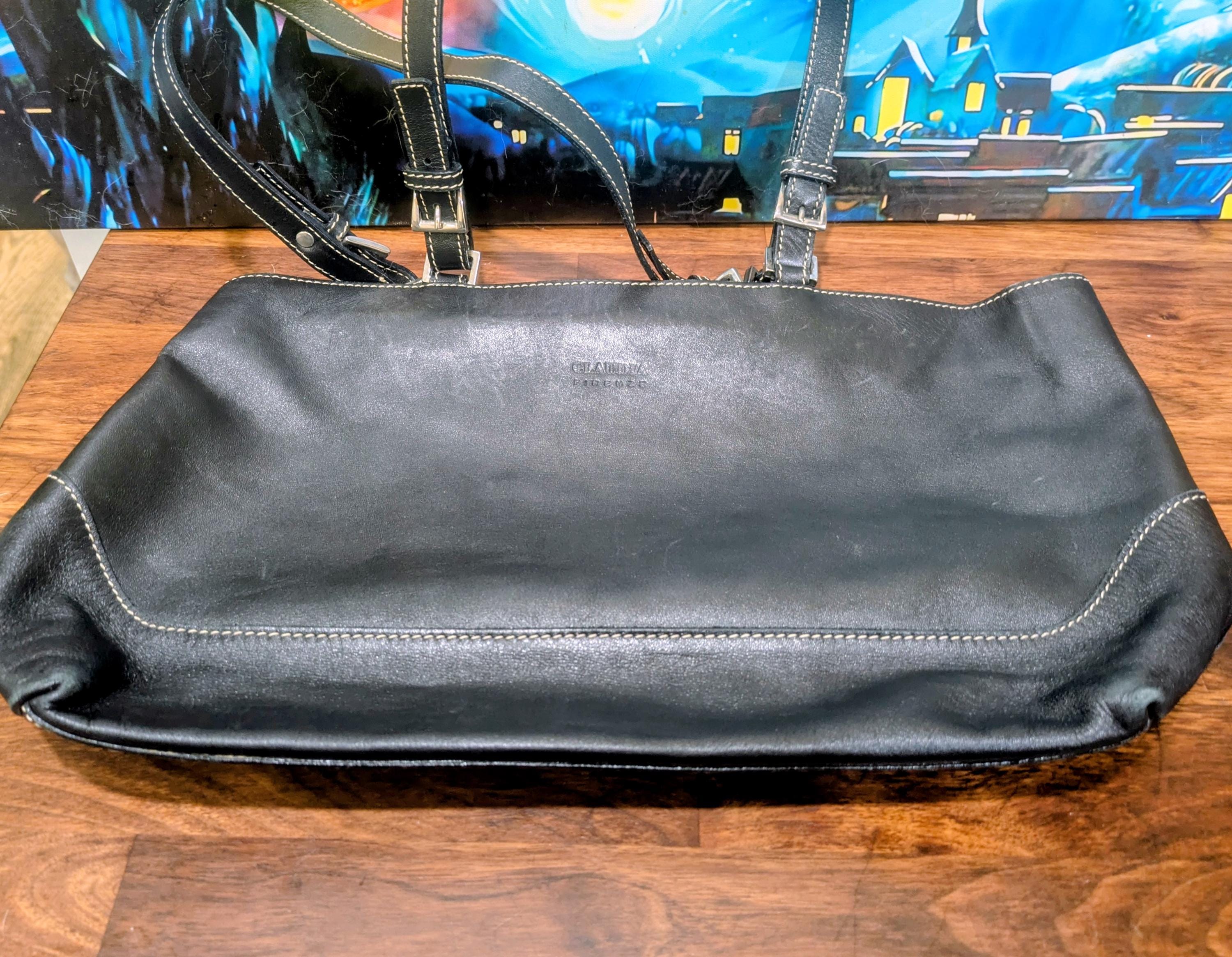 Black Leather Claudia Firenze Handbag, Made in Italy - Etsy