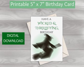 Wicked Inspired Elphaba Birthday Card (Printable)