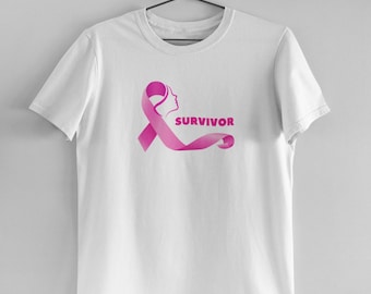 Camiseta de cáncer de mama: Cinta de superviviente, empoderamiento, concientización y apoyo.