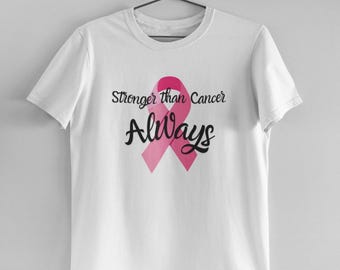 Camiseta contra el cáncer de mama: Más fuerte que el cáncer, siempre, empoderamiento, concientización y apoyo.