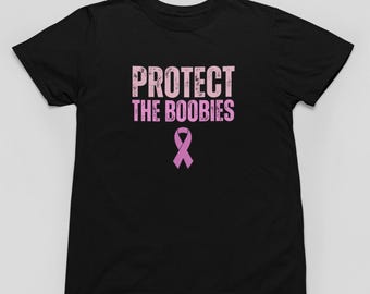 Camiseta para hombre con mensaje de apoyo, empoderamiento y concientización sobre el cáncer de mama: Protege tus pechos.