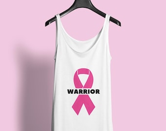 Camiseta sin mangas para cáncer de mama con acceso a puerto, apta para quimioterapia / Ropa de apoyo para el cáncer "Warrior" (blanca)