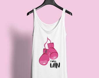 Camiseta sin mangas con acceso al puerto de quimioterapia / Ropa de apoyo contra el cáncer "Venceré"