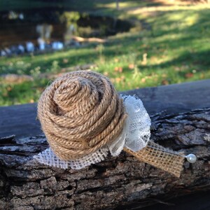 Customized Burlap Rose Boutonnieres for Vintage Farm Rustic Wedding with Burlap and Lace image 2