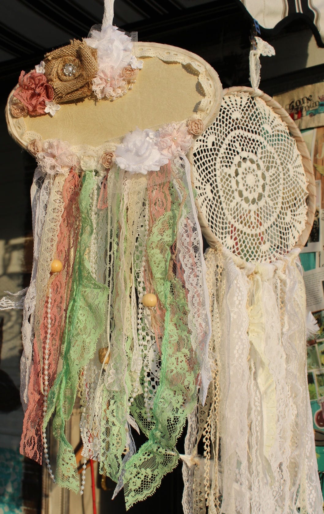 Dream Catcher Pink and Mint Green Lace Dream Catcher Baby