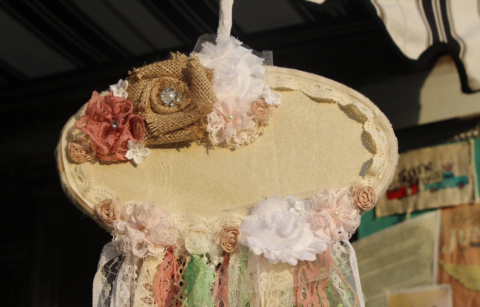 Dream Catcher Pink and Mint Green Lace Dream Catcher Baby | Etsy