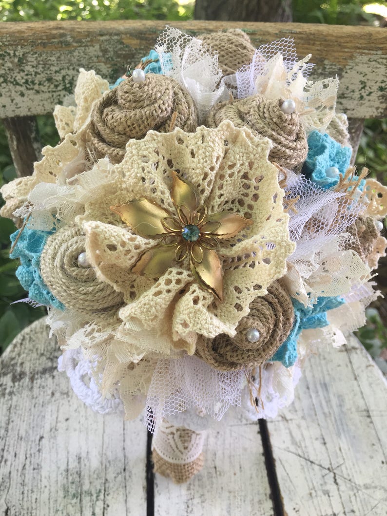 Turquoise Brooch On Wedding Dress