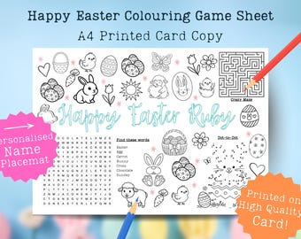 Mantel individual de Pascua personalizado para colorear, hoja de actividades para niños para colorear