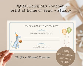 Vale de regalo imprimible personalizado para cumpleaños (regalo digital)
