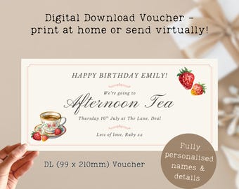 Vale de regalo imprimible personalizado para merienda de cumpleaños (regalo digital)