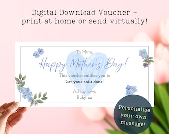Vale de regalo imprimible personalizado para el Día de la Madre (regalo digital)
