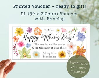 Vale de regalo impreso personalizado para el Día de la Madre