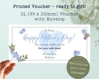 Vale de regalo impreso personalizado para el Día de la Madre