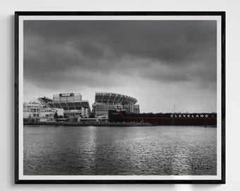 Cleveland Browns Stadium From The Inner Harbor  - Print, Framed Print Or Canvas Wrap - by Ken Krolikowski - Free Shipping