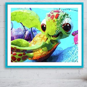Squirt - Disney Finding Nemo - Digital Watercolor Art Print OR Canvas Wrap by Ken Krolikowski - Free Shipping