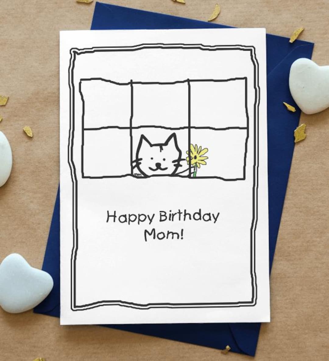 Printable DIY Happy Birthday Mom Cat Kitten Greeting Card Download - by ...