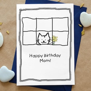 Cartão de felicitações de feliz aniversário para mamãe e gatinho para imprimir - por Kenneth Krolikowski