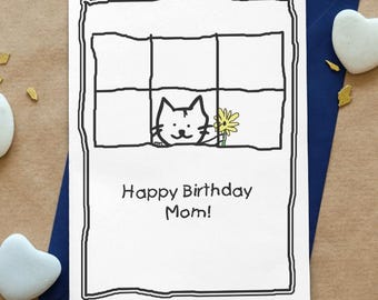Printable DIY Happy Birthday Mom Dog Puppy Greeting Card Download - by ...