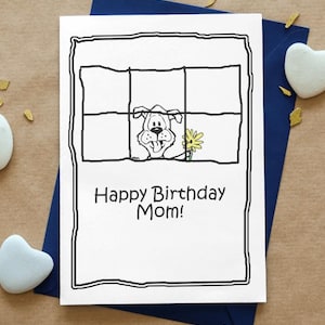 Cartão de felicitações DIY para impressão, feliz aniversário, mãe, cachorro, filhote, download - por Kenneth Krolikowski