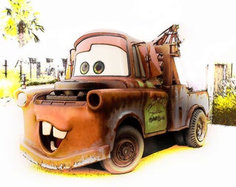 Cars Tow Mater - 8x10, 11x14 or 16x20 - Disney Cars Art Print by Kenneth Krolikowski - Free Shipping
