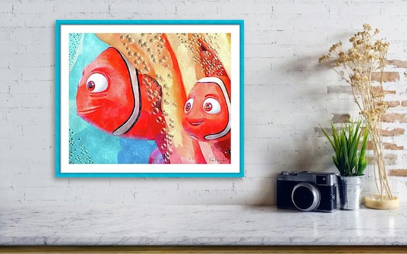 Nemo and Dad - Disney Finding Nemo - Digital Watercolor Art Print