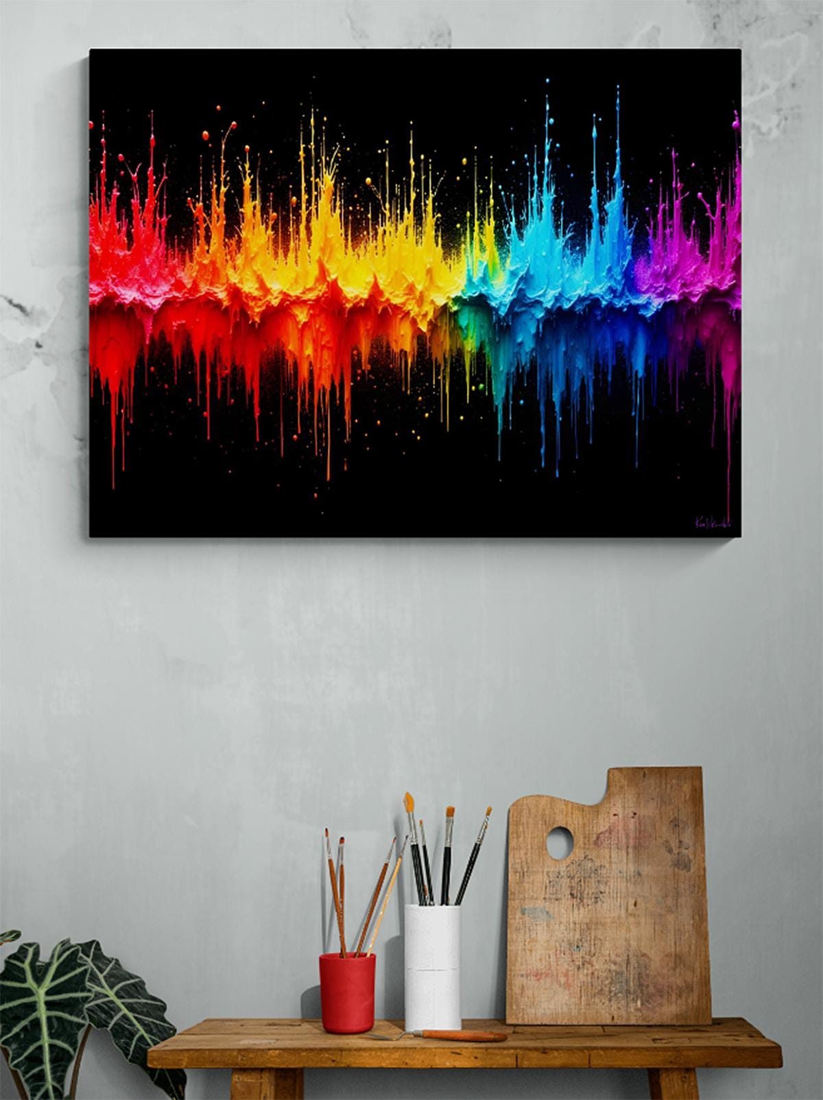 Soundwaves -vibrant Splash Splatter Paint Original Digital