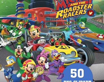Mickey and Roadster Racers Clipart PNG, Mickey Car Race Font, Mickey ...