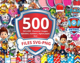 Paw-ty 500 file PNG, SVG, Clipart Bundle: Kids Party Decor puppy (Digital Download)