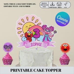 セサミストリート ケーキトッパー、アビー・カダビー セサミストリート バースデー、セサミストリート ケーキトッパー 印刷可能、セサミストリート ケーキトッパー (Canva) 02