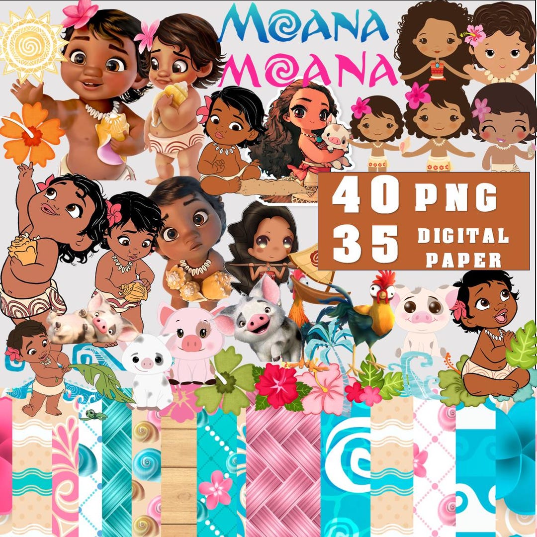 Baby Moana PNG Bundle: Clipart for Birthday Shirts - Etsy, image size:1080x1080