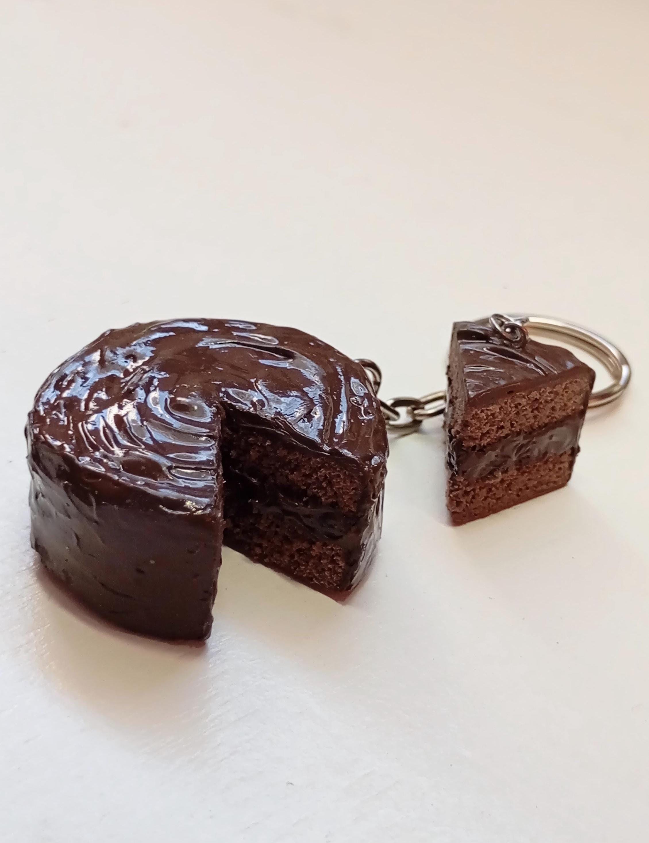 Key Chain Choco Chocolate Cake Keychain Handmade, Kawaii Food Charm, Mini Cake ...