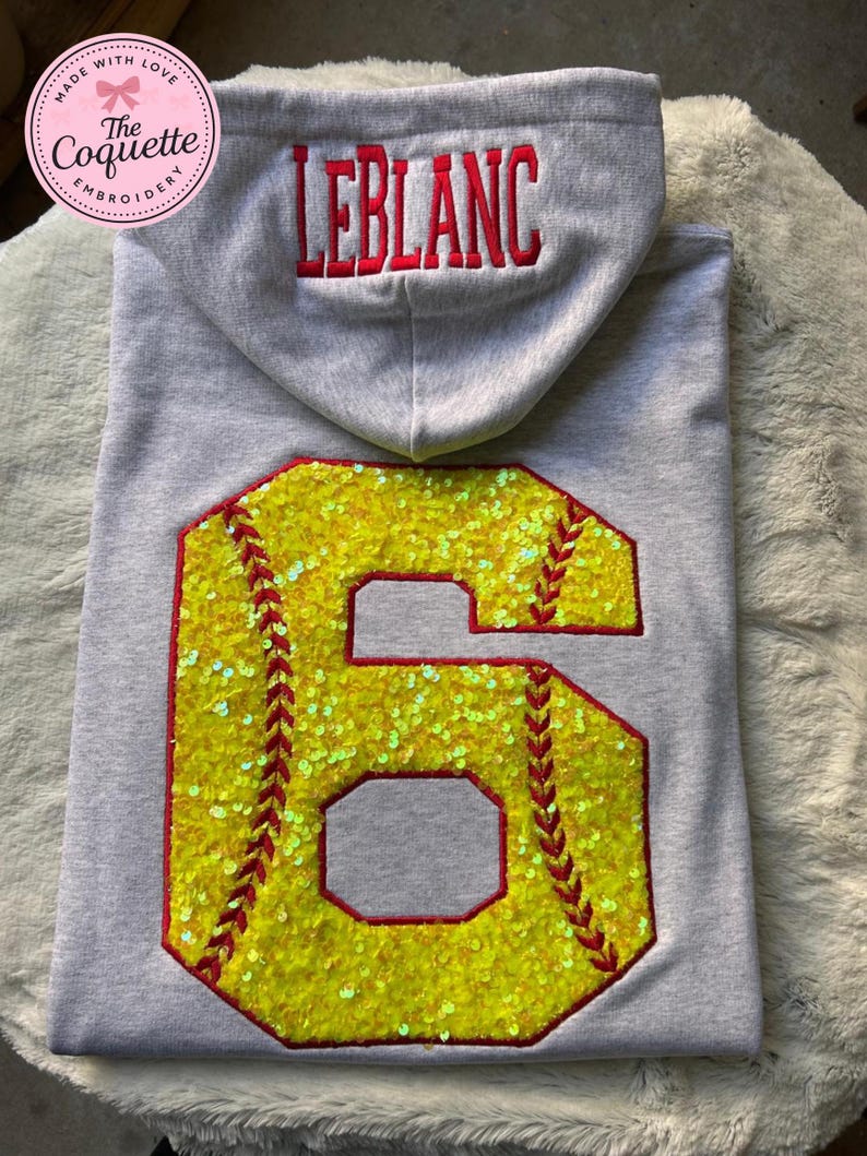 Custom Sequin Number Hoodie – Personalized Front, Back & Hood Embroidery – 3D Puff or Flat Front Design, Adult Custom Hoodie image 6