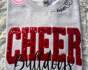Personalized Sequin Sweatshirt, Custom Appliqué Word, Script Embroidery, Custom Adult Crewneck Hoodie