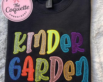 Custom Multicolor Glitter Name Shirt, Personalized Word Sweatshirt, Kids and Adult Custom Embroidered Shirt, School Spirit Apparel