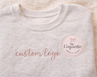 Custom Logo Embroidery on Chest | Personalized Logo Sweatshirt or T-Shirt | Small Business Logo | Left Chest Embroidery