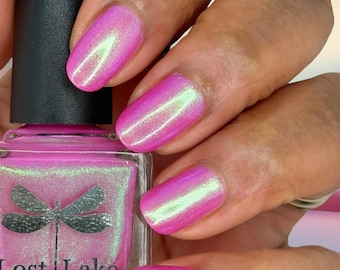You Belong Everywhere | Fuschia Jelly Polish with iridescent green blue shimmer | March Charity Polish